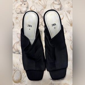 Zara Elegant Black Slip-On Heels